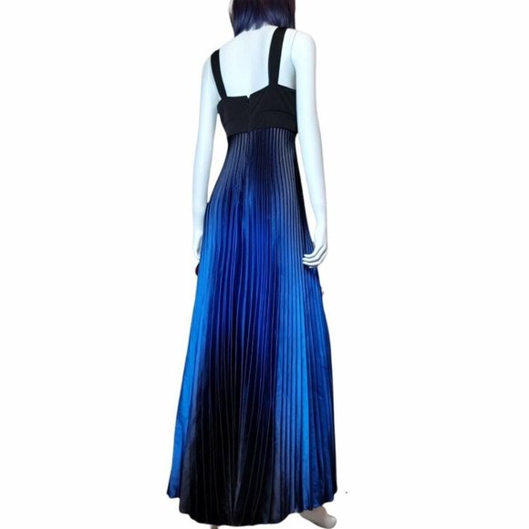 Betsy adam by linda bernell pleated ombre maxi dress blue black crossover bust - Picture 3 of 4